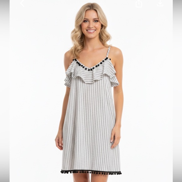 Sam & Lavi size medium cream & black striped dress - Picture 1 of 8